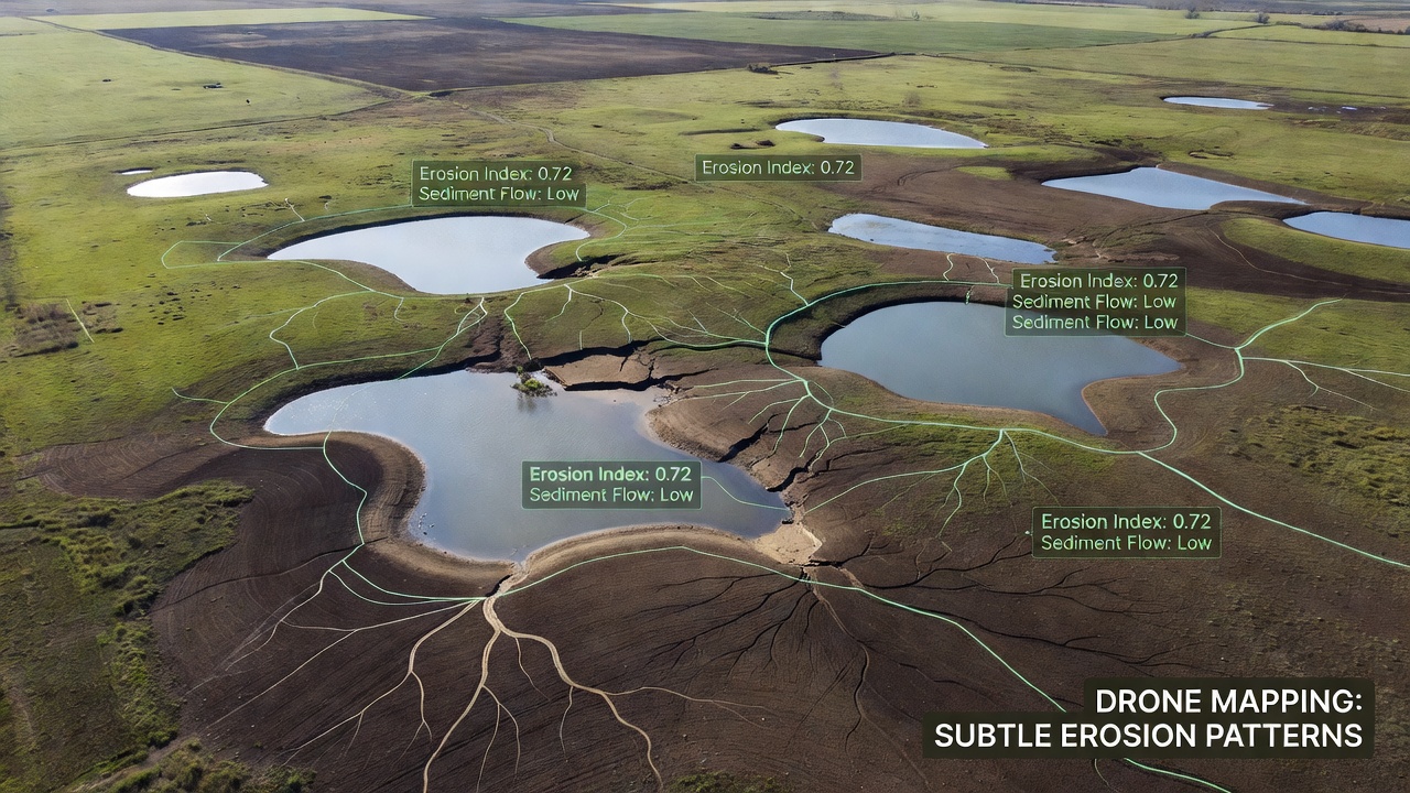 Drone Technology Exposes Subtle Soil Loss Around Remote Farm Ponds